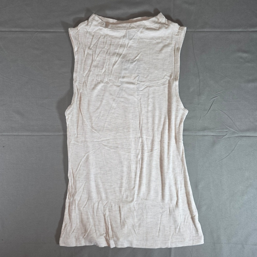 Universal Thread Womens Heathered Oatmeal Ribbed Mock Neck Tank Top S 013016340